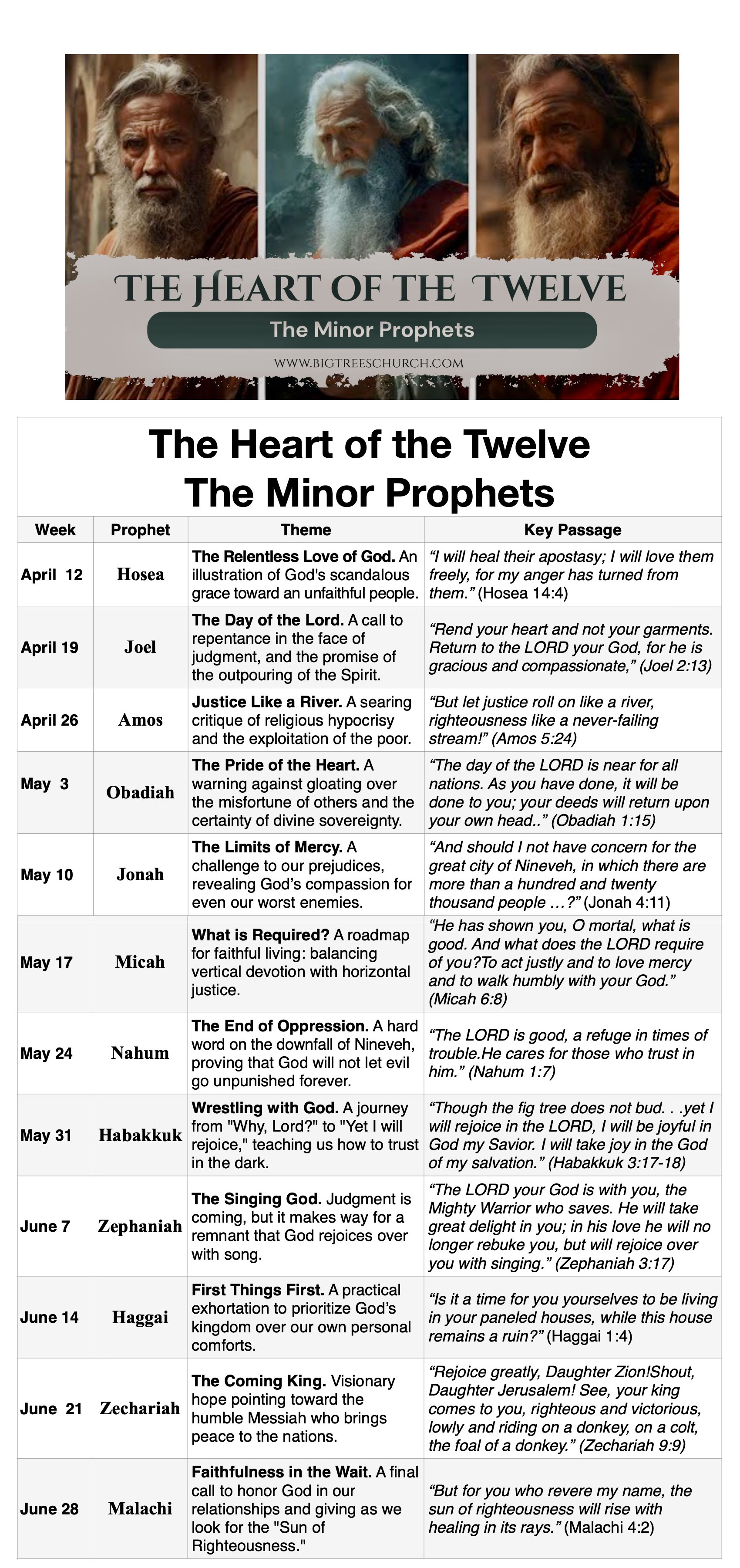 The twelve minor prophets of the Old Testament